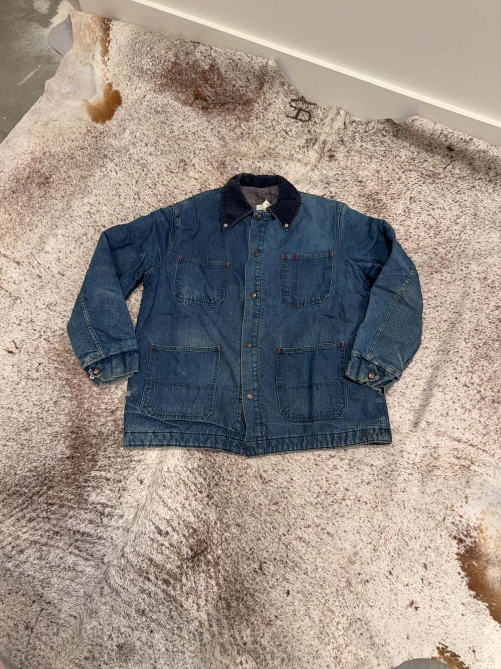 1960s Madewell Blanket Lined Denim Chore Coat size 44